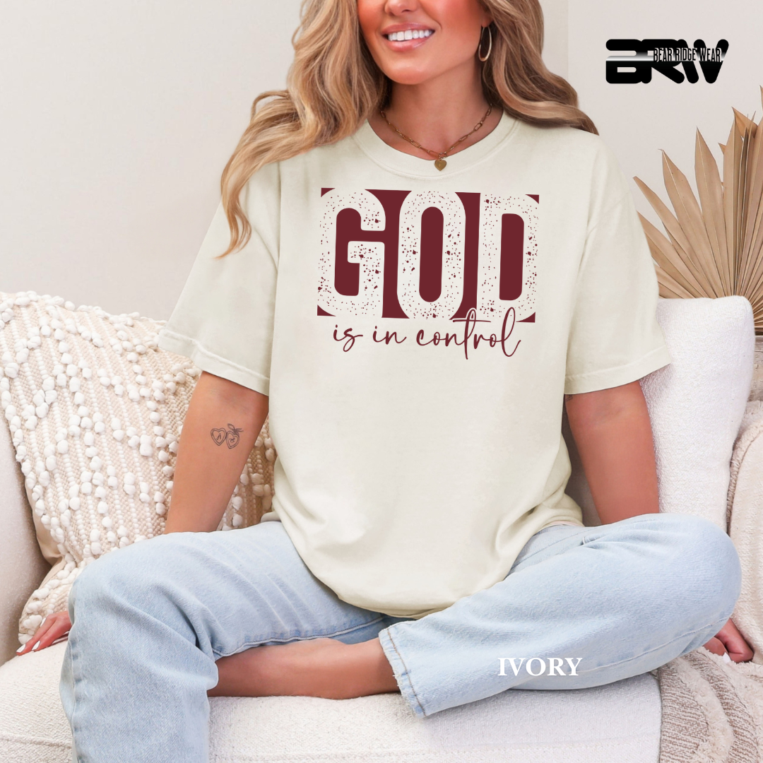 'God Is In Control-Red' Faith Tee