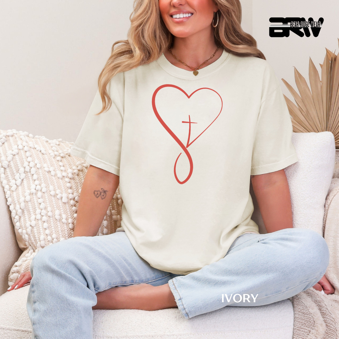 'Heart With Cross-Red' Faith Tee