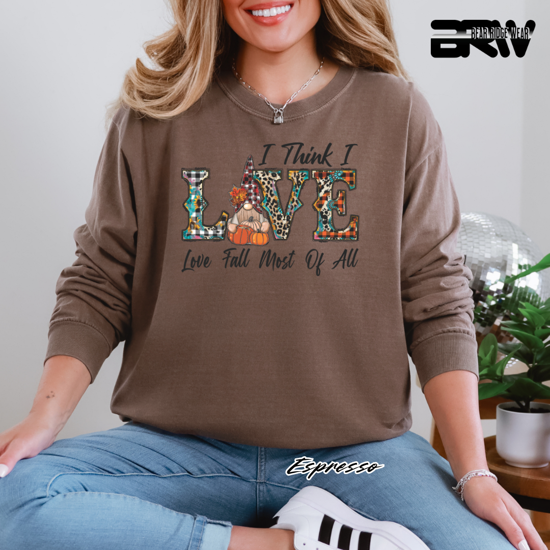 'Love Fall Most Of All-Gnome' Fall Crewneck Sweatshirt