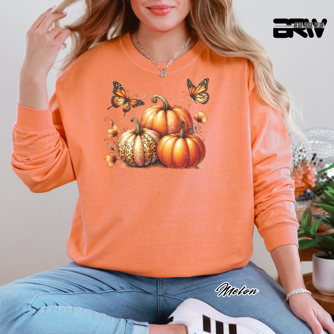 'Pumpkins And Butterflies' Fall Long-Sleeve Tee