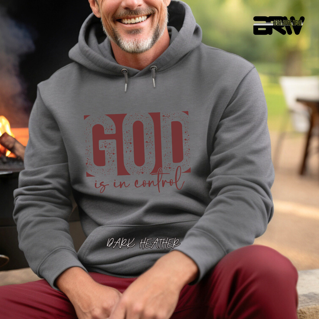 'God Is In Control' Red Stroke Faith Hoodie