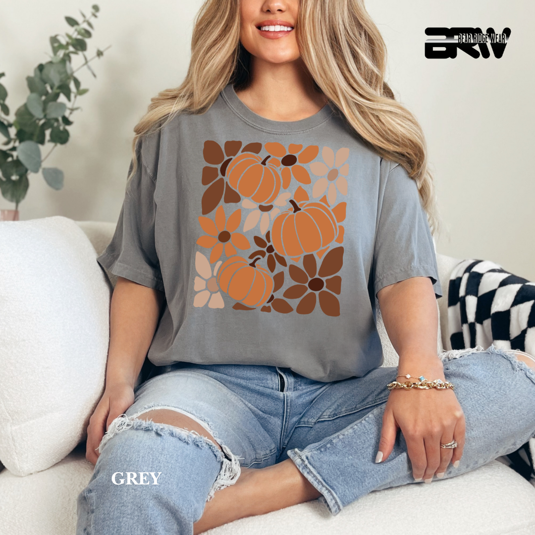 'Boho Floral Pumpkin' Fall Tee