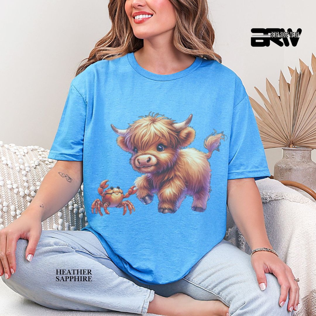 'Highland Cow-Crab Summer Tee