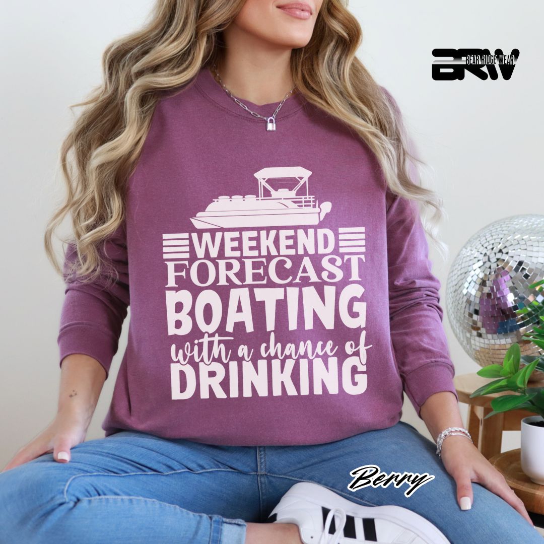 'Weekend Forecast-Boating' Summer Long Sleeve Tee
