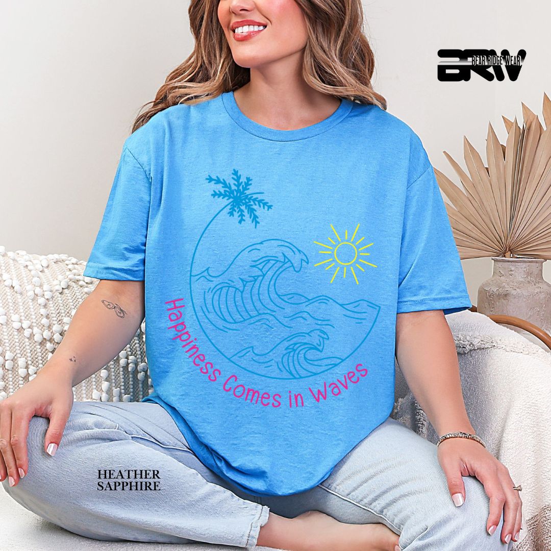 'Happiness Comes In Waves' With Color Summer Tee