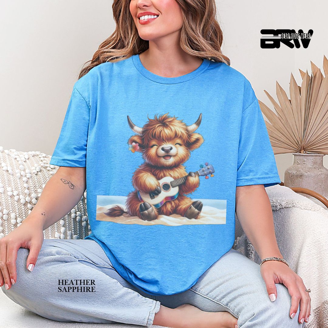 'Highland Cow-Guitar' Summer Tee