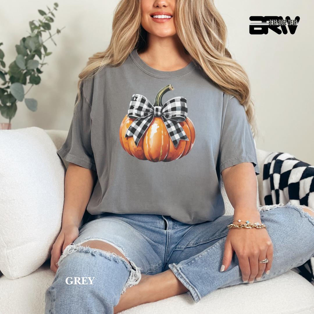 'Pumpkin With plaid Bow' Fall Tee