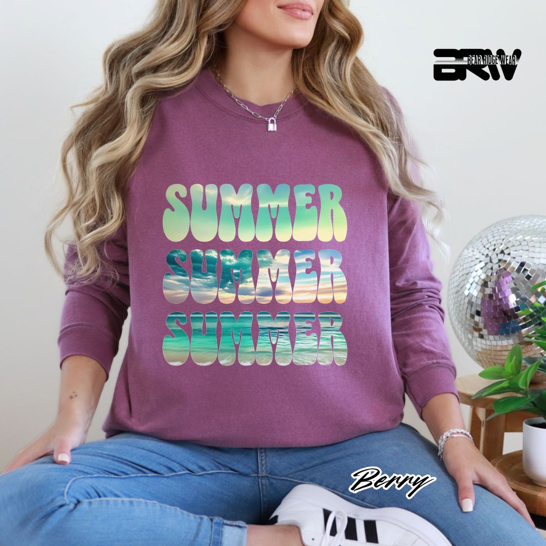 'Vibrant Summer Bubble Letter' Summer Long Sleeve Tee