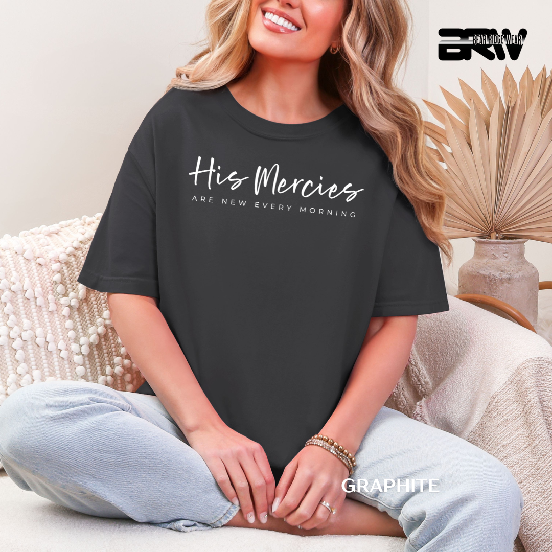 'His Mercies-White' Faith Tee