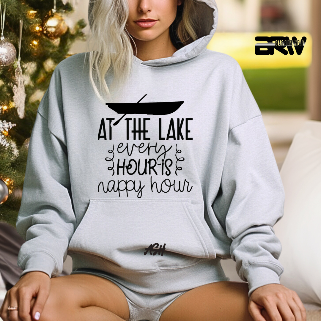 'At the lake every hour is happy hour' Hoodie