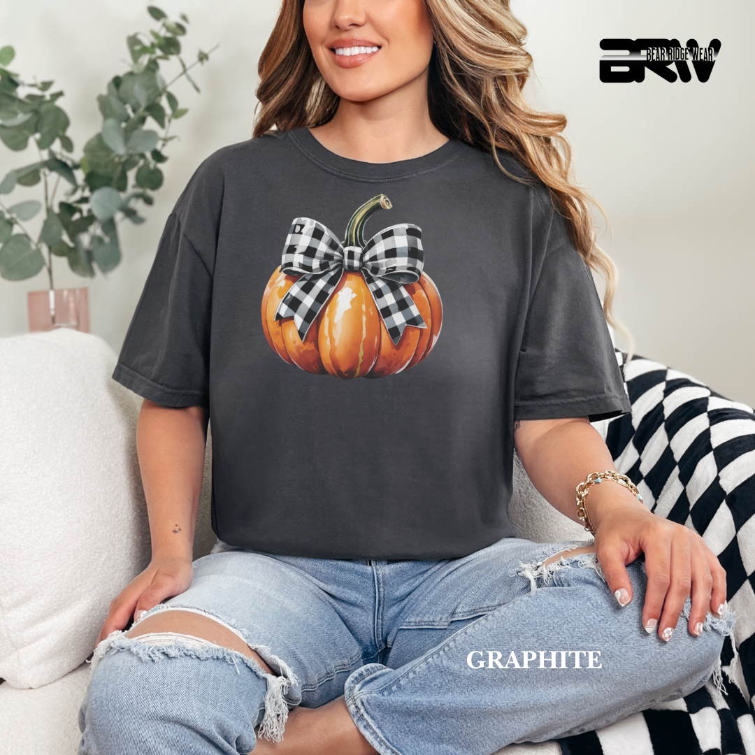 'Pumpkin With plaid Bow' Fall Tee