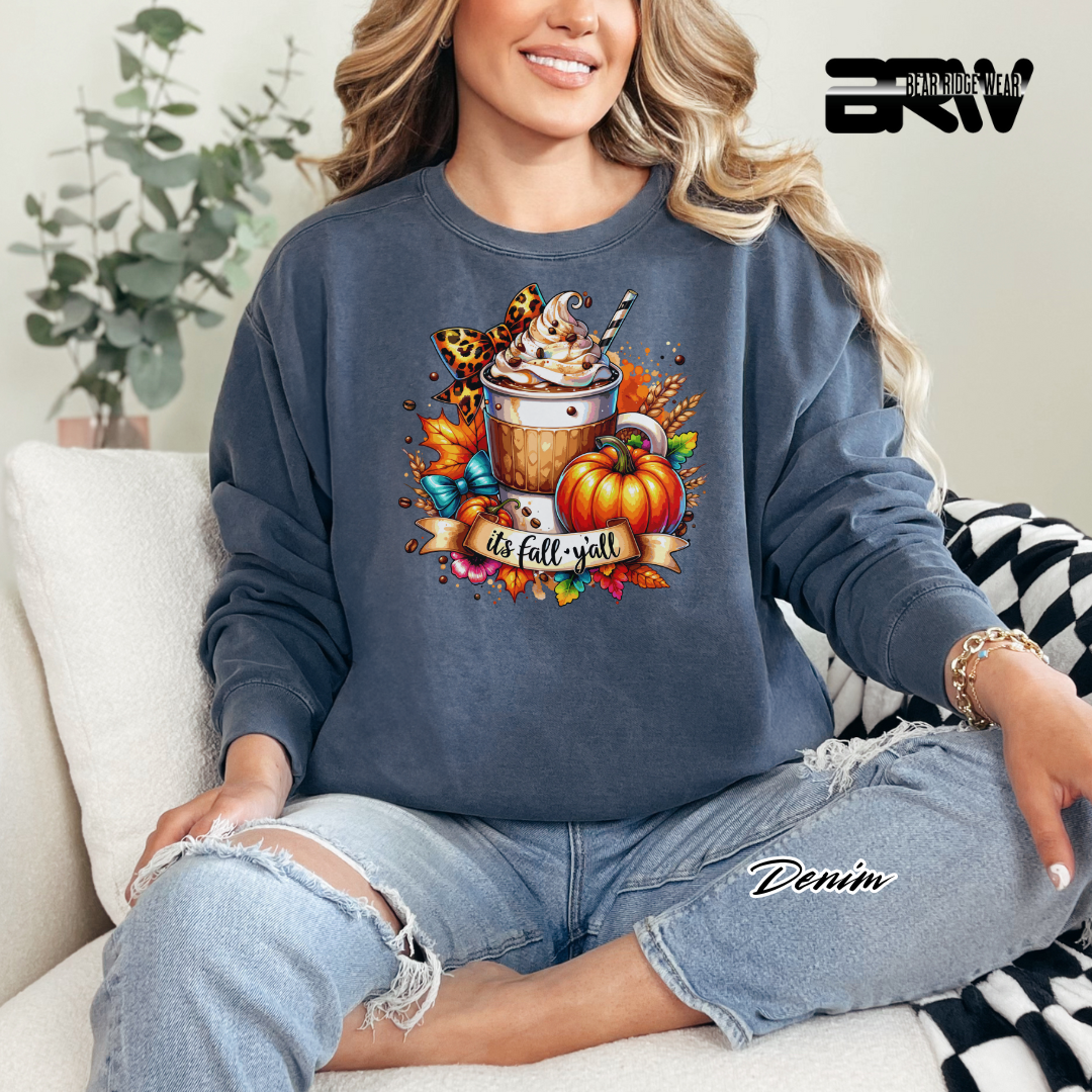 'Its Fall Yall Latte' Fall Crewneck Sweatshirt