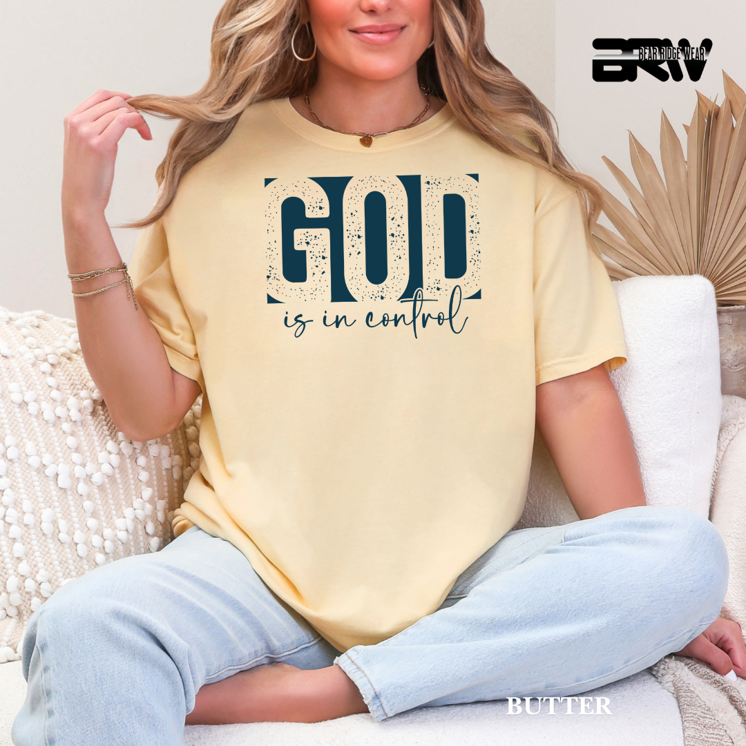 'God Is In Control-Blue' Faith Tee