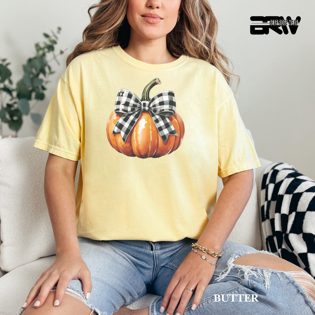 'Pumpkin With plaid Bow' Fall Tee