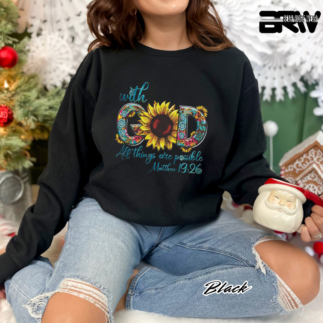 'With God All Things Are Possible' Faith Crewneck Sweatshirt