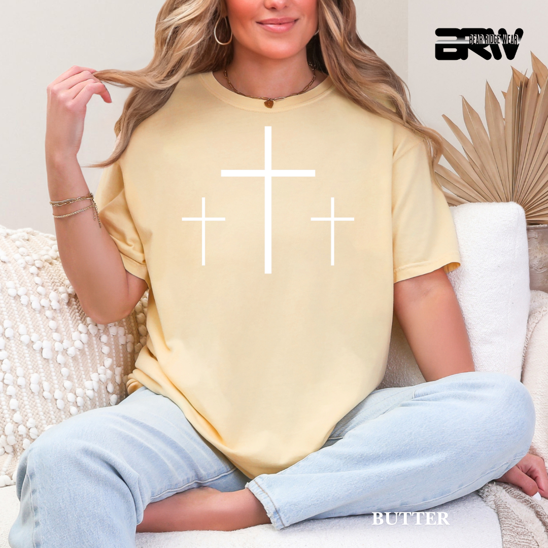 'Crosses-3-White' Faith Tee