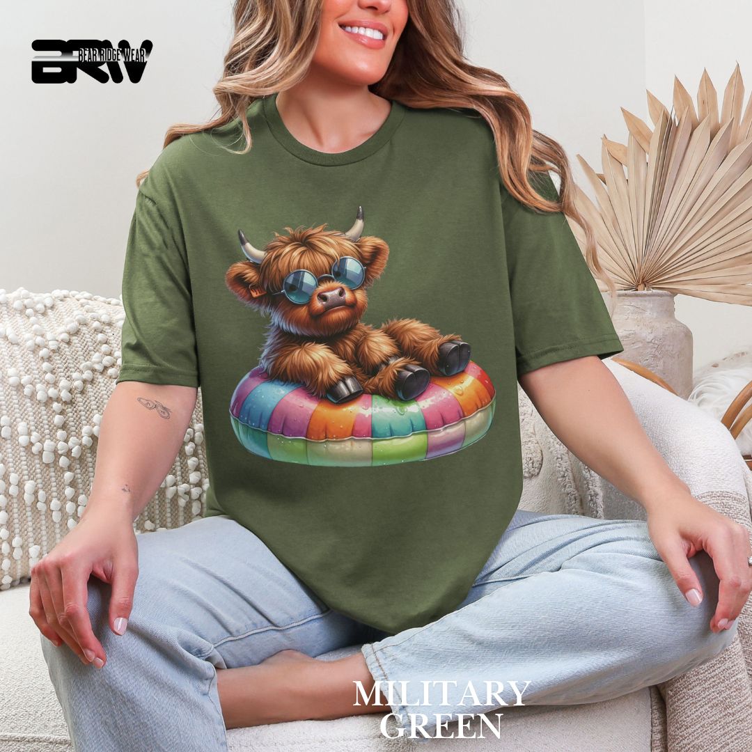 'Highland Cow-Float' 2 Summer Tee