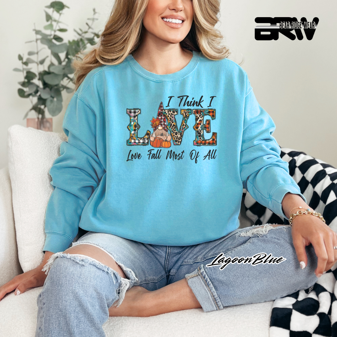 'Love Fall Most Of All-Gnome' Fall Crewneck Sweatshirt