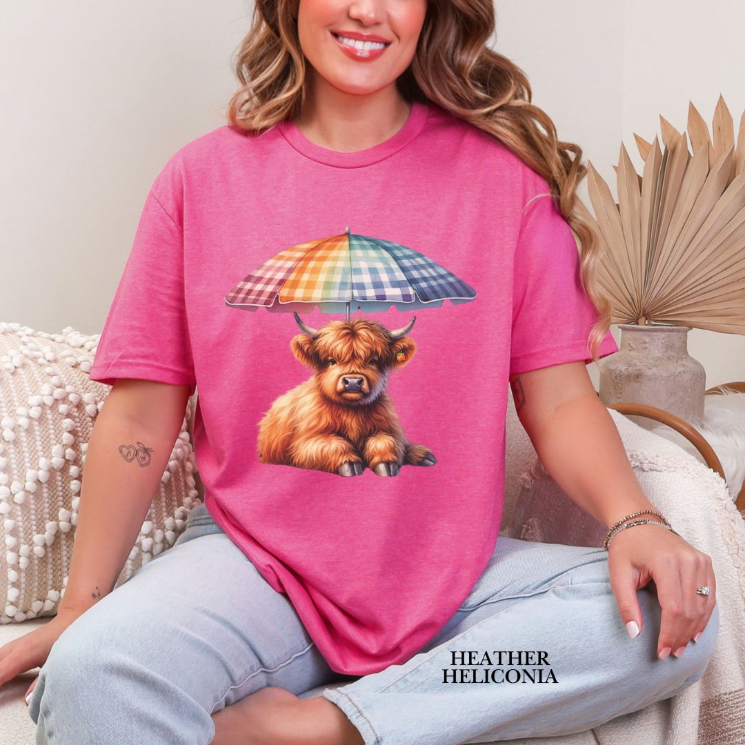 'Highland Cow-Umbrella' Summer Tee