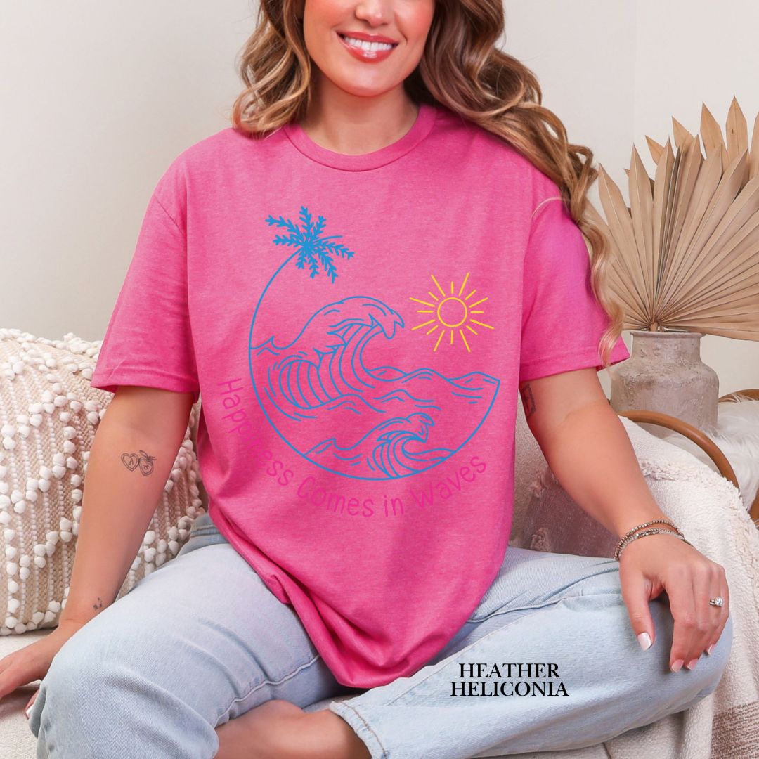'Happiness Comes In Waves' With Color Summer Tee