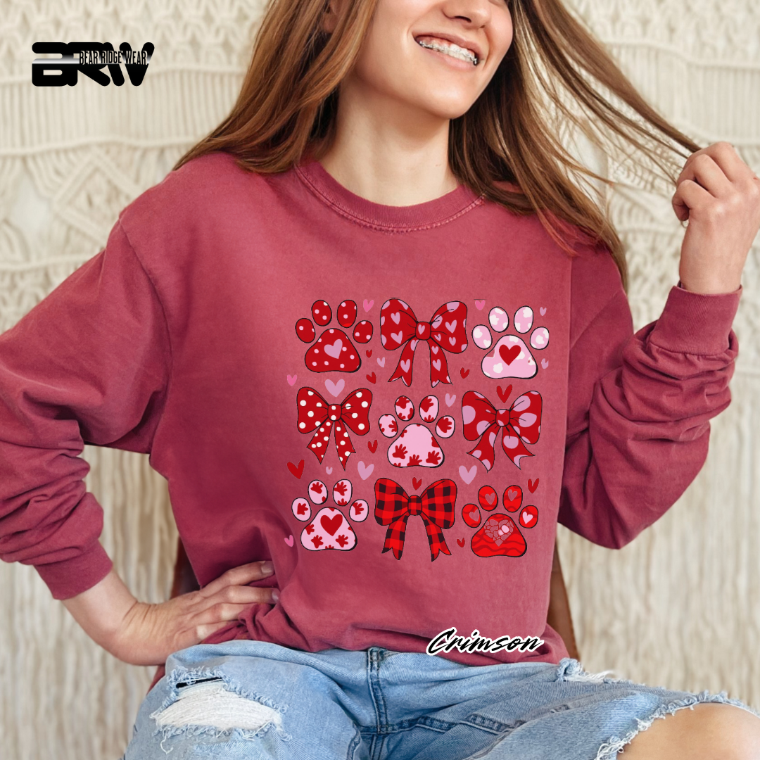 'Dog Paws and Ribbons' Long Sleeve Tee