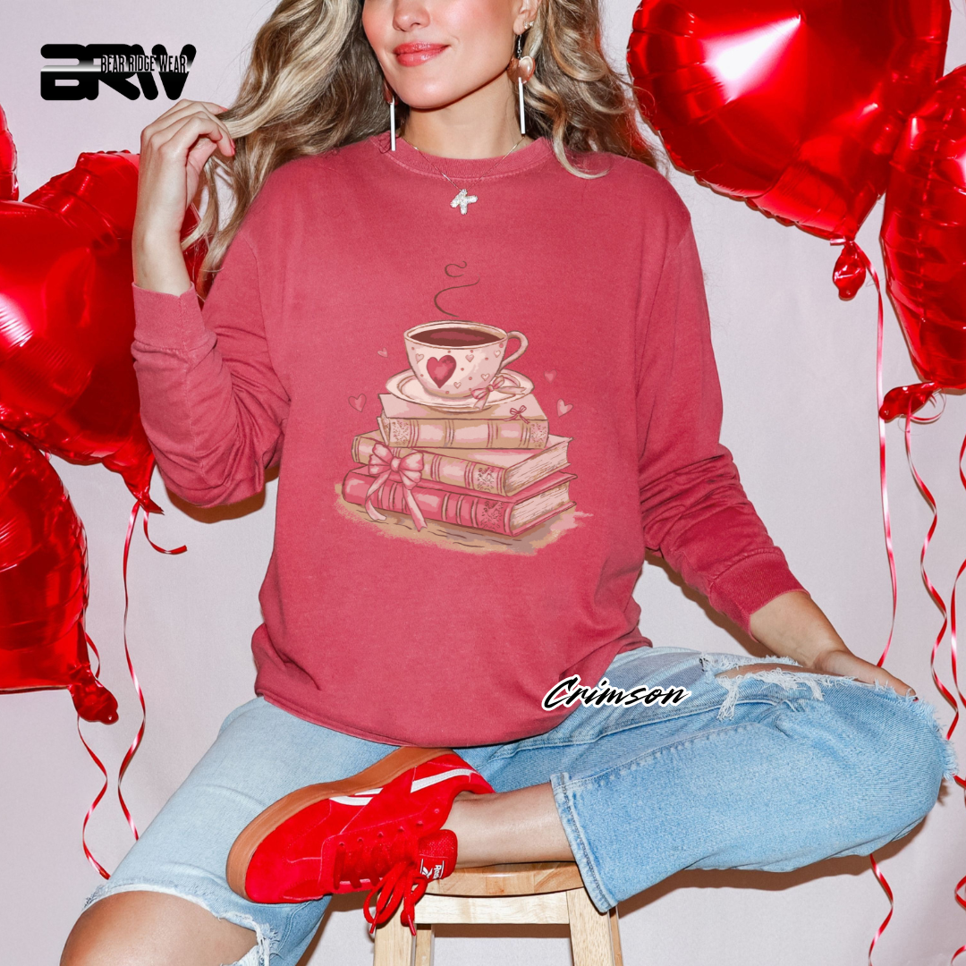 'Coffee on Top of the Books' Long Sleeve Tee