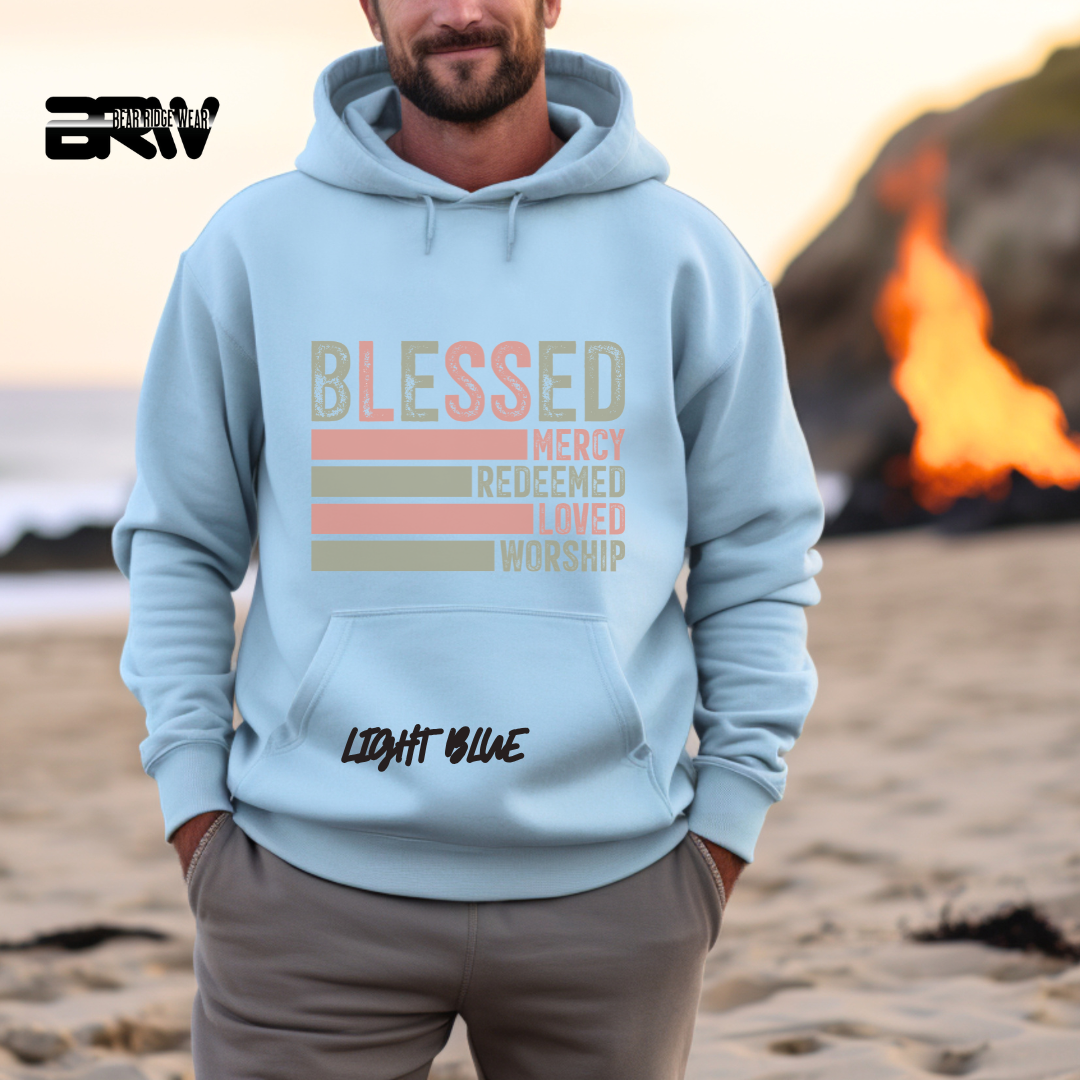 'Blessed, Mercy, Redeemed, Loved, and Worship' Faith Hoodie