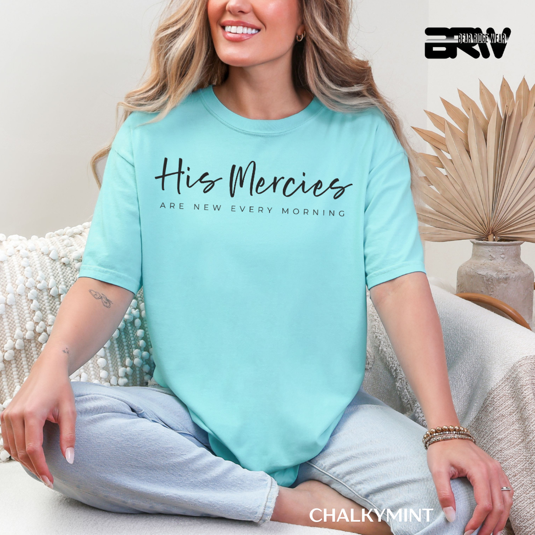 'His Mercies-Black' Faith Tee