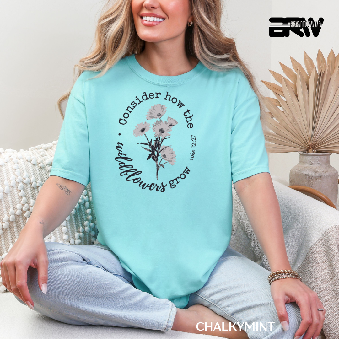 'Consider How Wildflowers Grow' Faith Tee