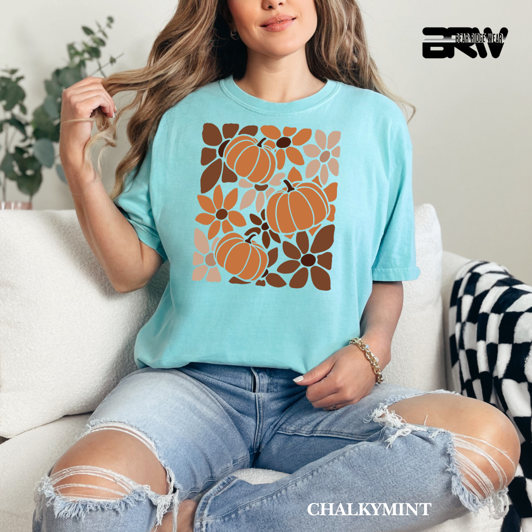 'Boho Floral Pumpkin' Fall Tee