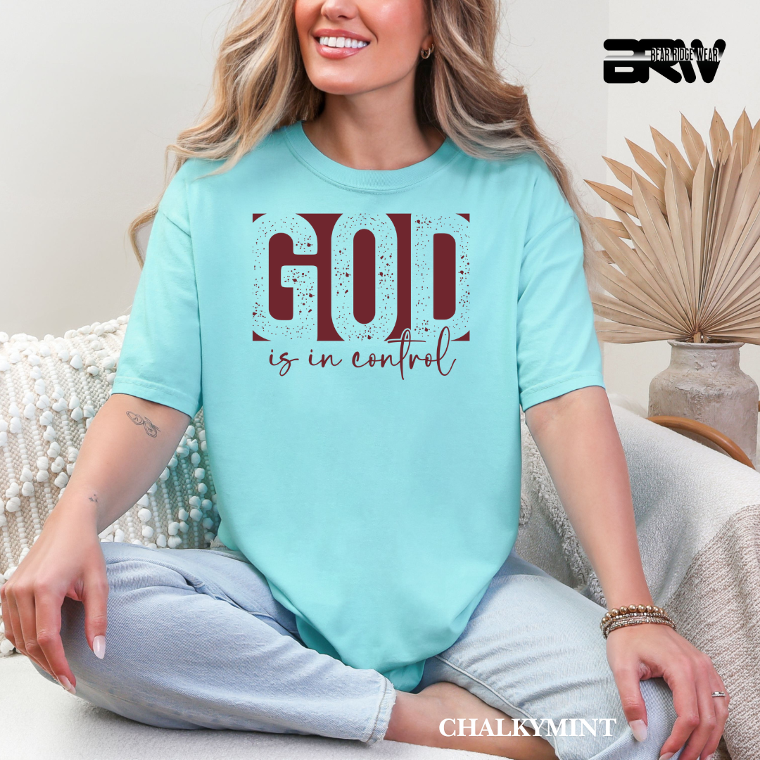 'God Is In Control-Red' Faith Tee