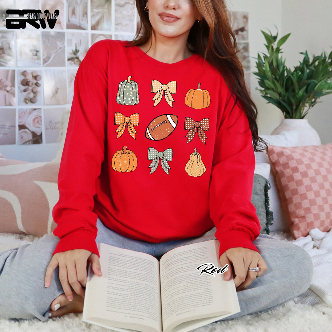 'Pumpkin Distressed football' Fall Long-Sleeve Tee
