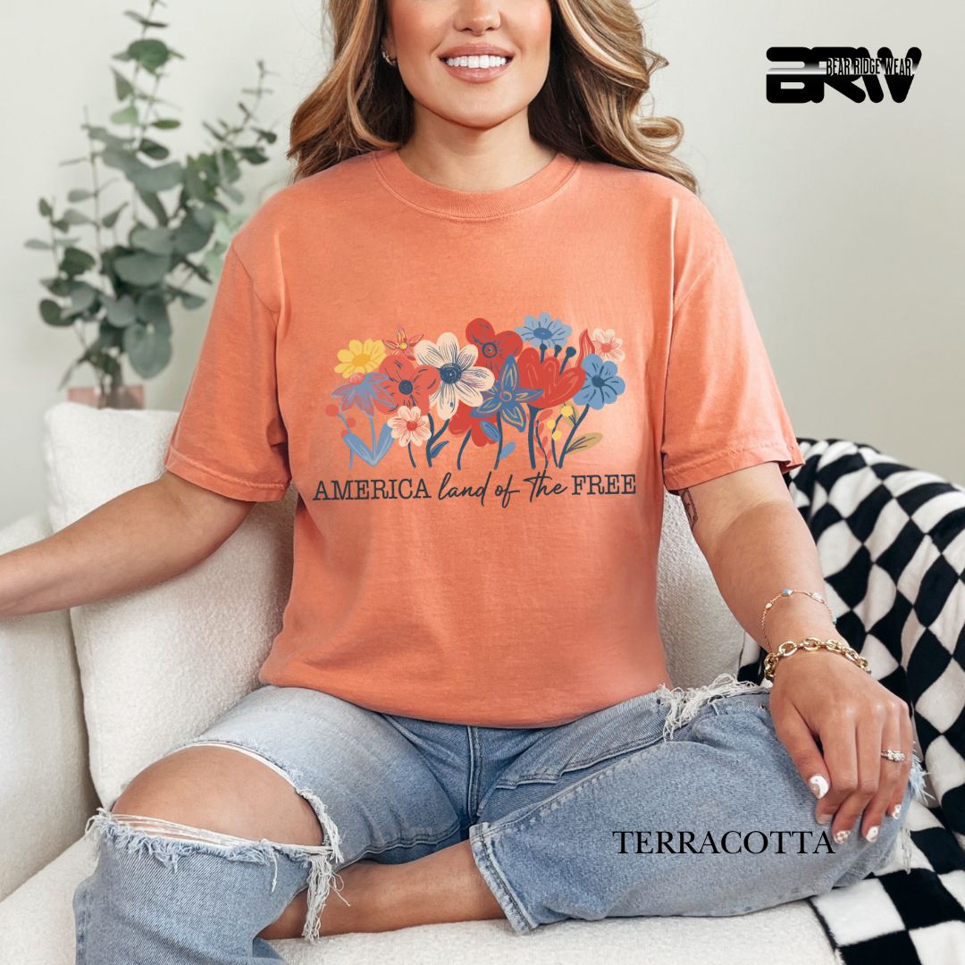America Flowers- Patriotic Tee