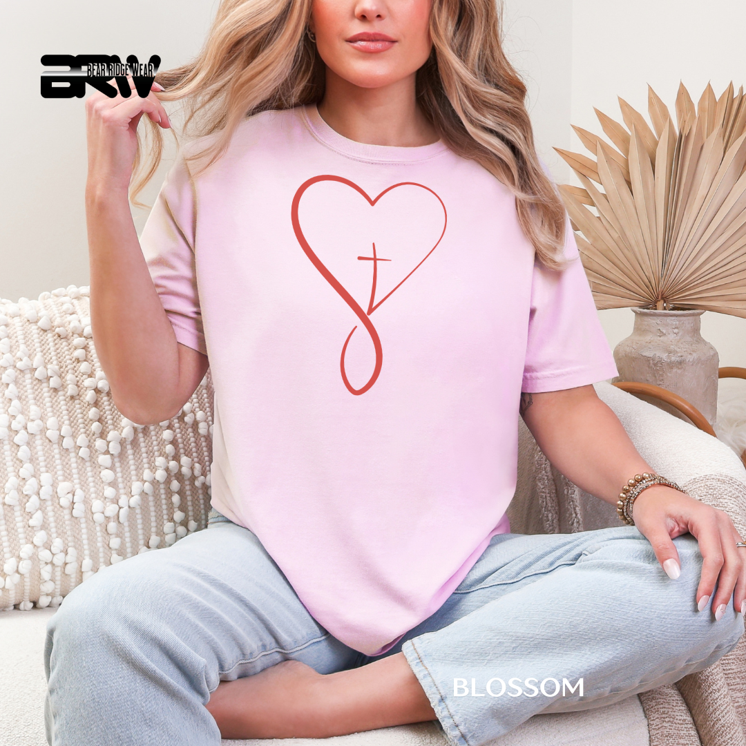 'Heart With Cross-Red' Faith Tee