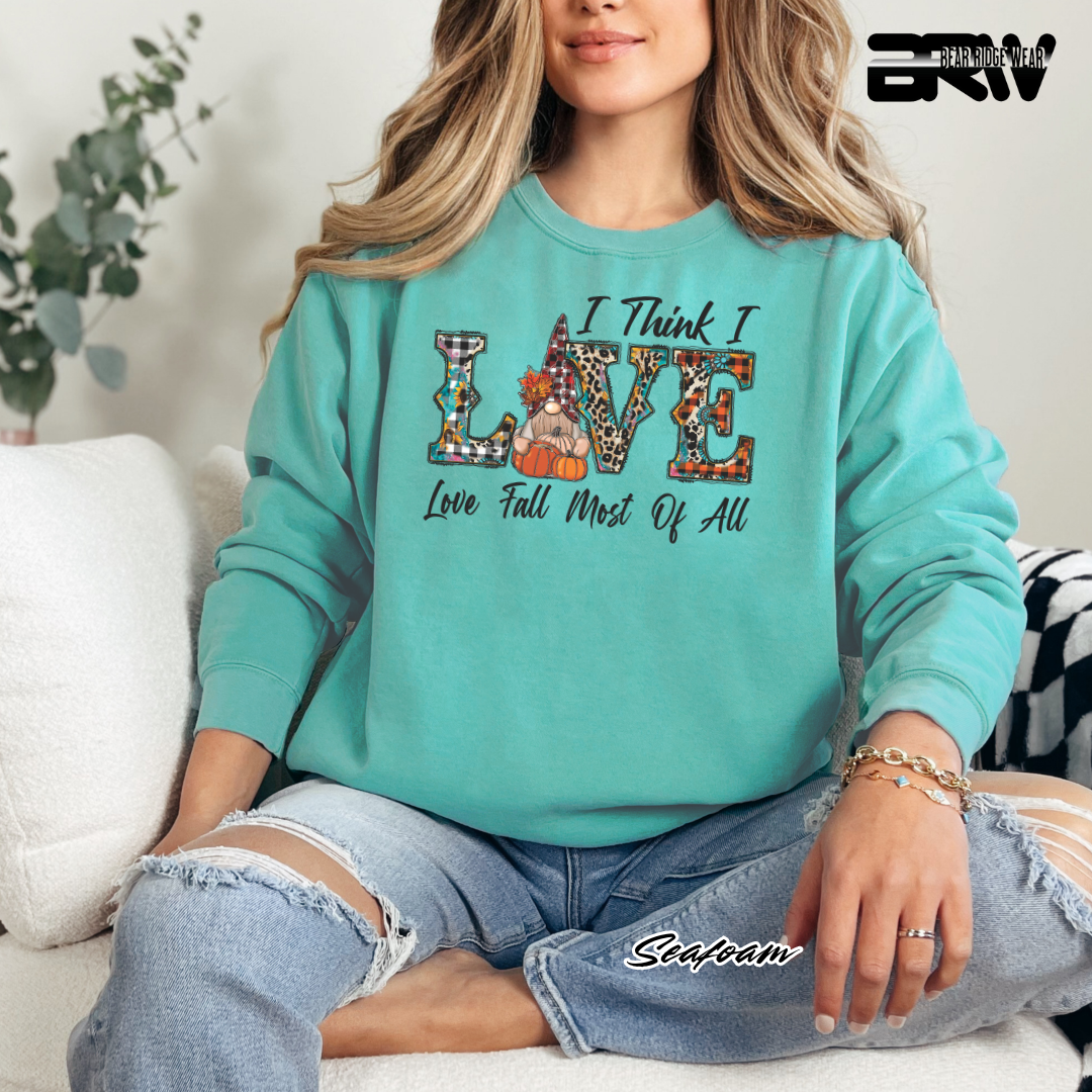'Love Fall Most Of All-Gnome' Fall Crewneck Sweatshirt