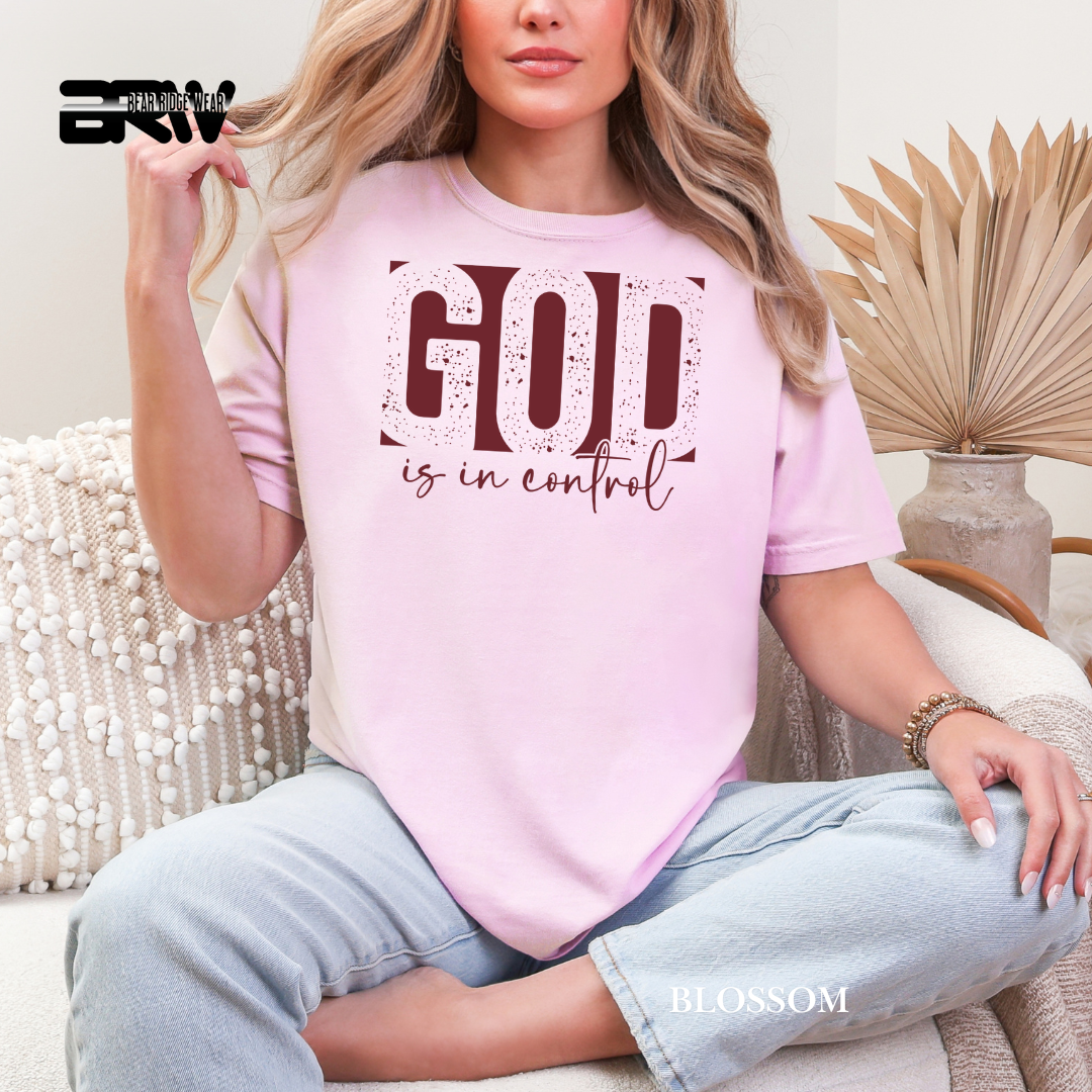 'God Is In Control-Red' Faith Tee