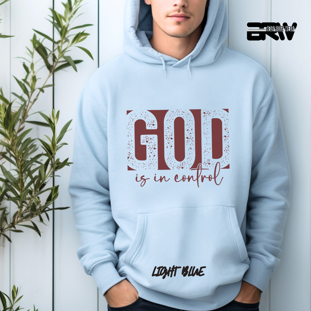 'God Is In Control' Red Stroke Faith Hoodie
