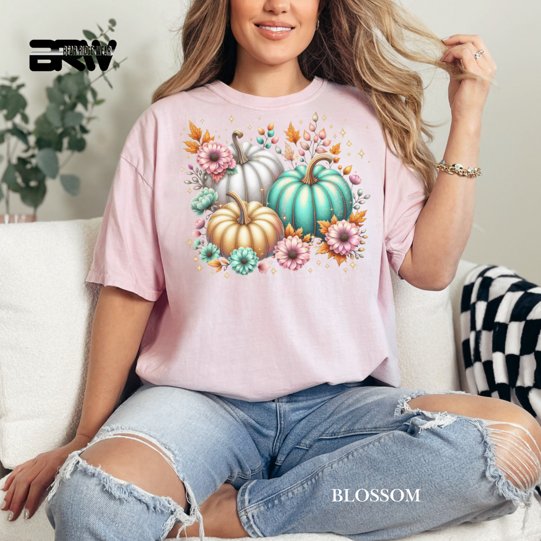 'Floral Shimmering Pumpkin' Fall Tee