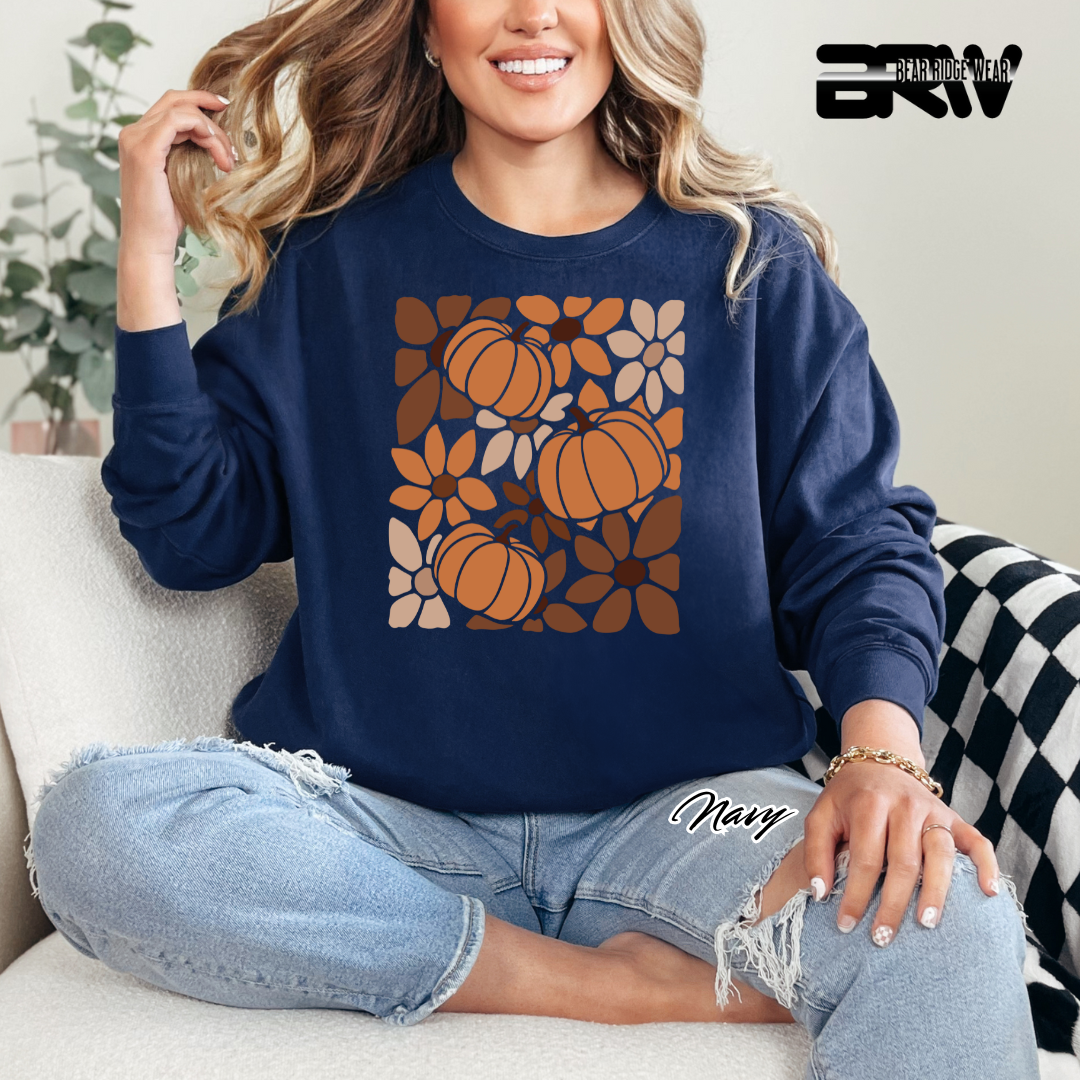 'Boho Floral Pumpkin' Fall Crewneck Sweatshirt