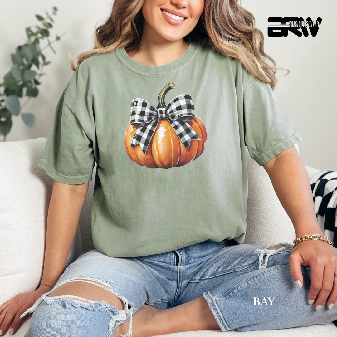 'Pumpkin With plaid Bow' Fall Tee