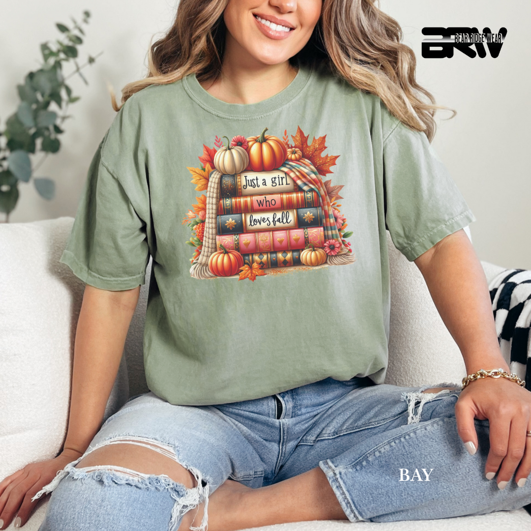 'Just A Girl Who Loves Fall-Books' Fall Tee