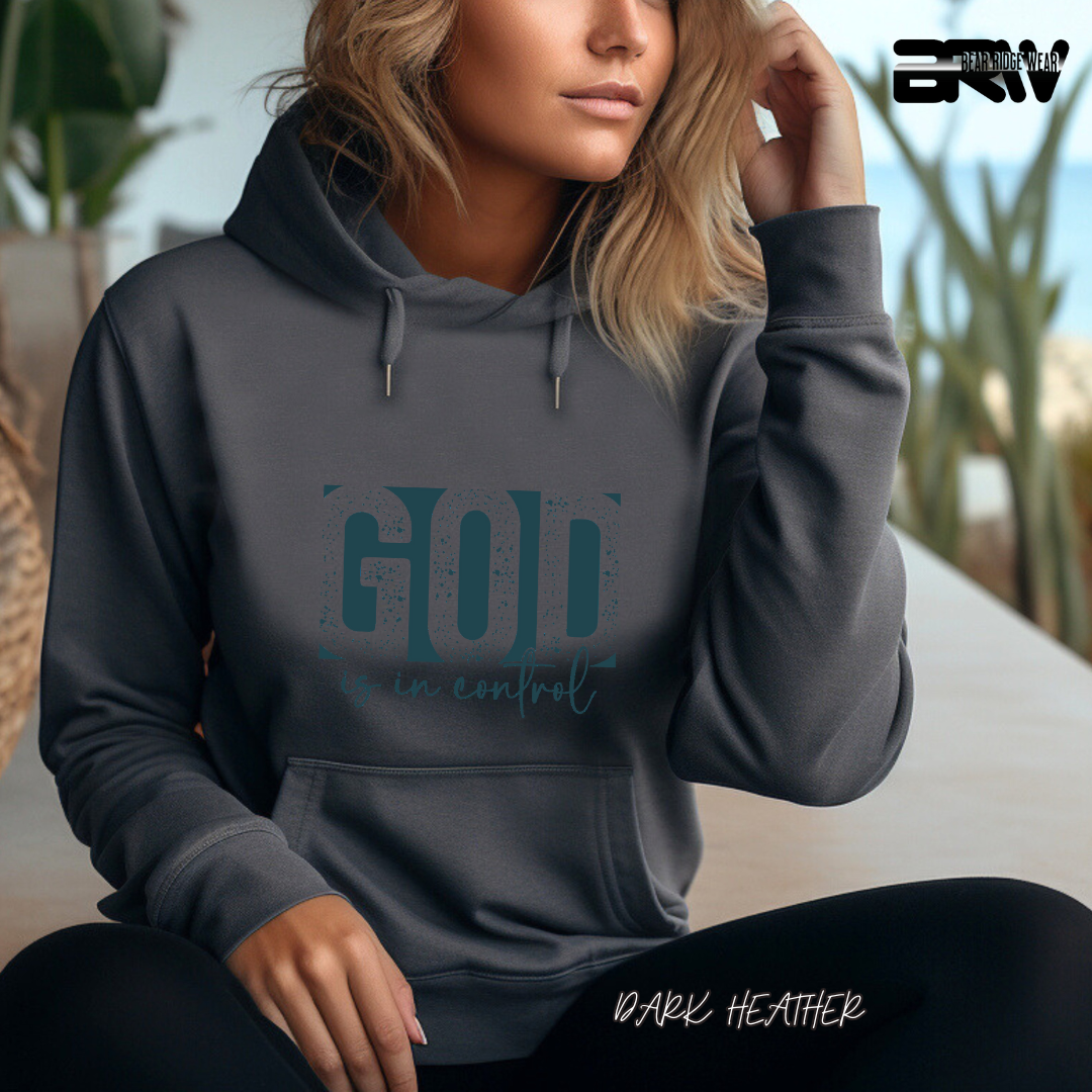 'God Is In Control' Blue Stroke Faith Hoodie