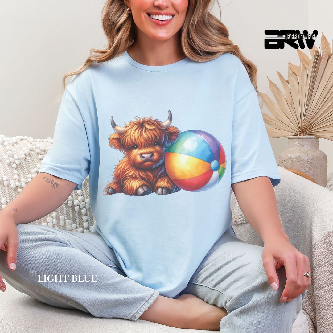 'Highland Cow-Beach-Ball' 2 Summer Tee