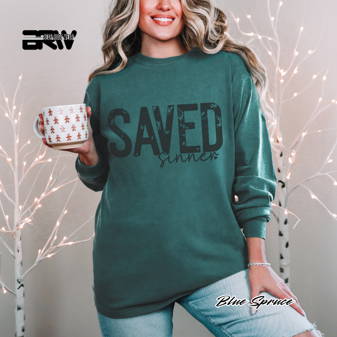 'Saved Sinner' Long Sleeve Faith Tee