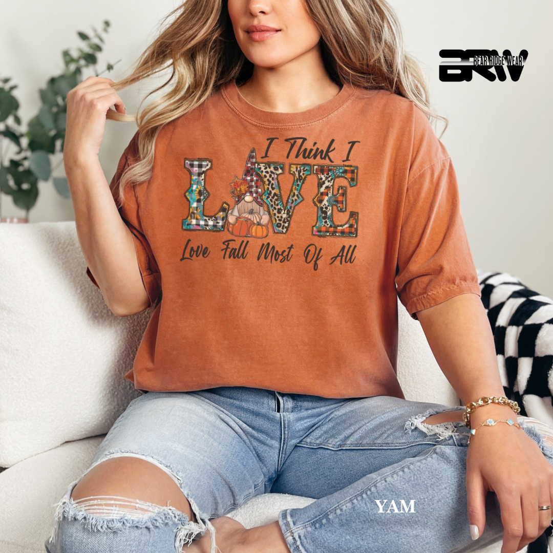 'Love Fall Most Of All-Gnome' Fall Tee