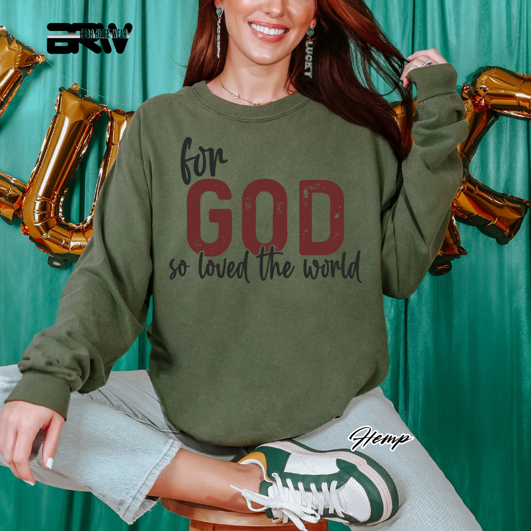 'For God So Loved The World' Faith Long-sleeve Tees