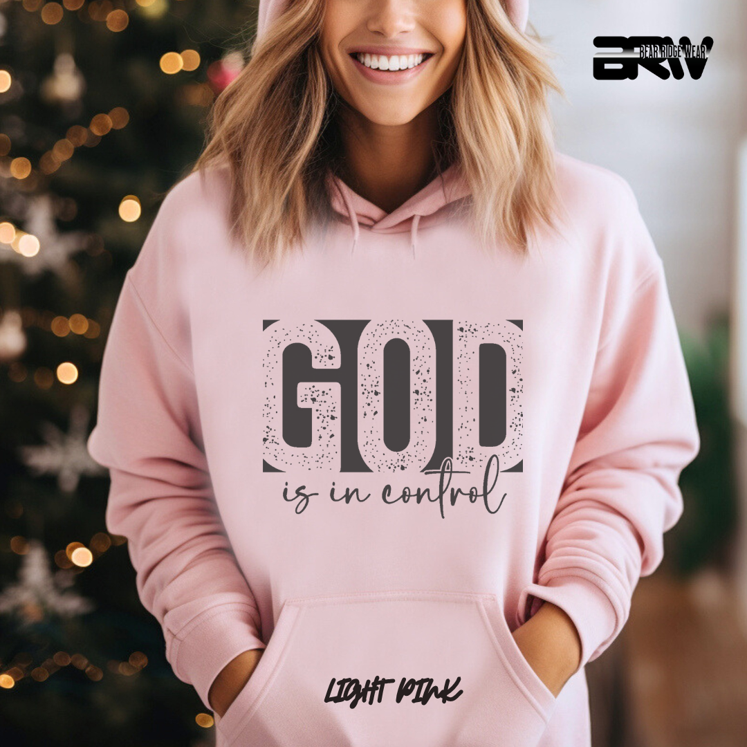 'God Is In Control' Black Stroke Faith Hoodie