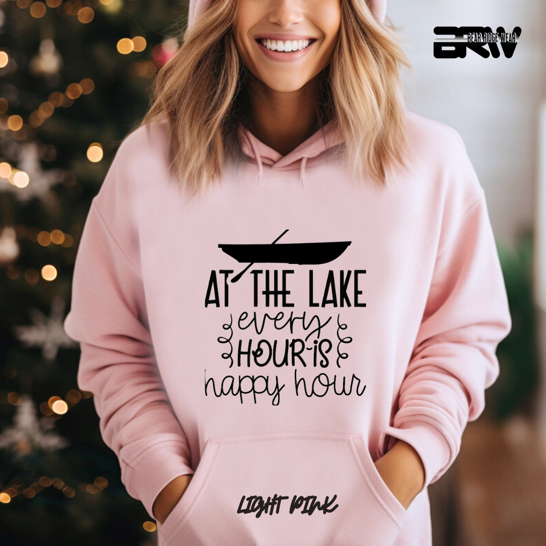 'At the lake every hour is happy hour' Hoodie