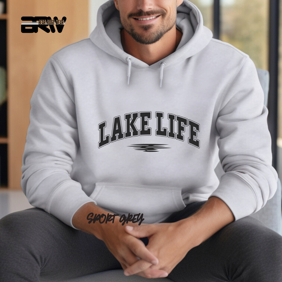"Lake Life" Black Stroke Hoodie