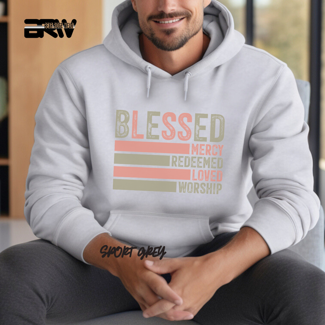 'Blessed, Mercy, Redeemed, Loved, and Worship' Faith Hoodie